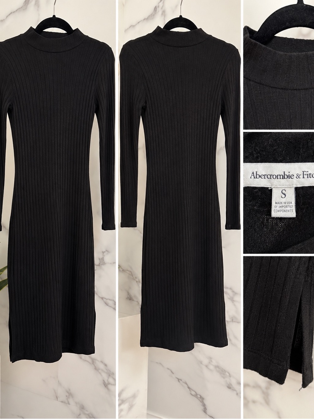 Abercrombie & Fitch Black Ribbed Turtleneck Sweater Dress